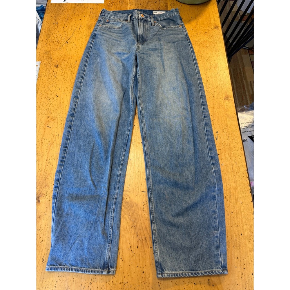 Gap Barrel High Rise Size 28/6T Medium Wash Denim Tall Relaxed Leg Jeans